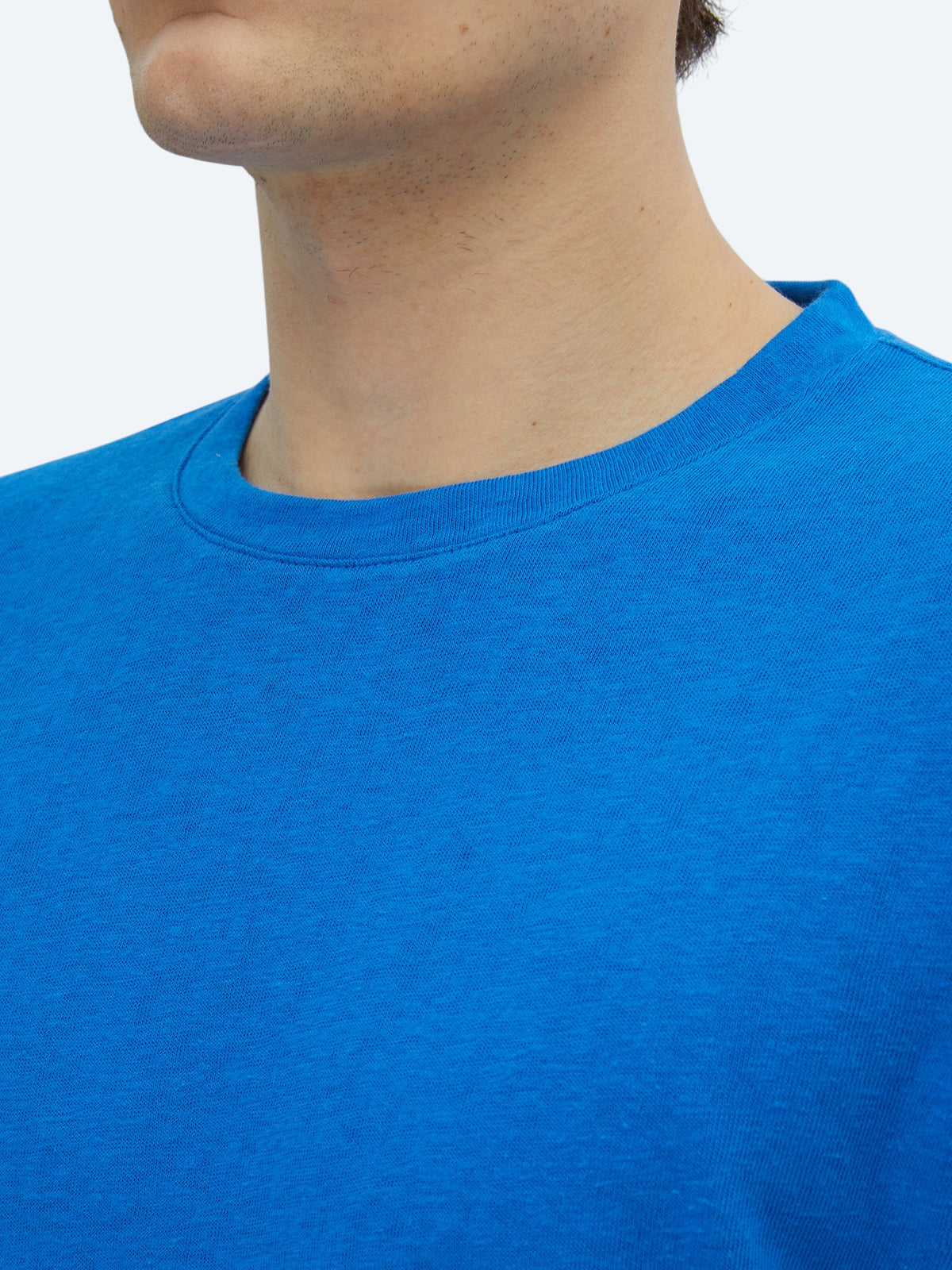 Saks Düz Bisiklet Yaka Pamuk Karışımlı T-Shirt