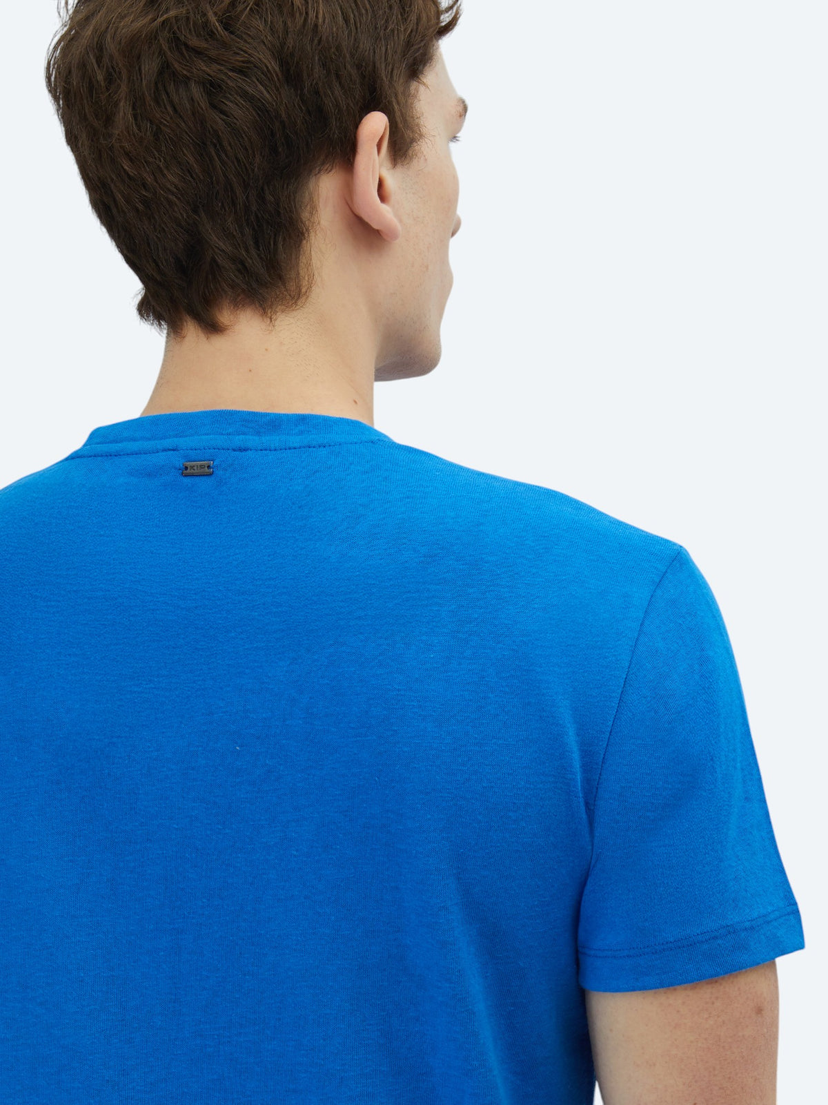 Saks Düz Bisiklet Yaka Pamuk Karışımlı T-Shirt