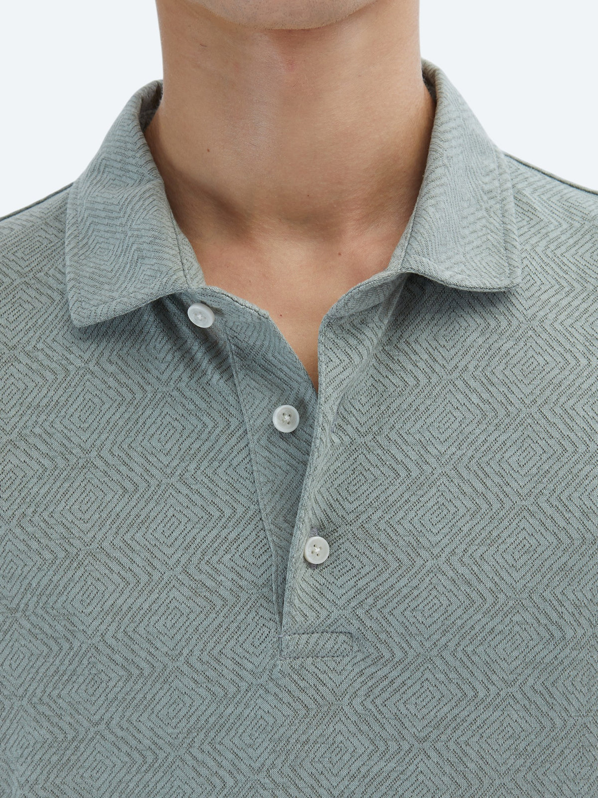 Haki Desenli Polo Yaka Pamuk Karışımlı T-Shirt