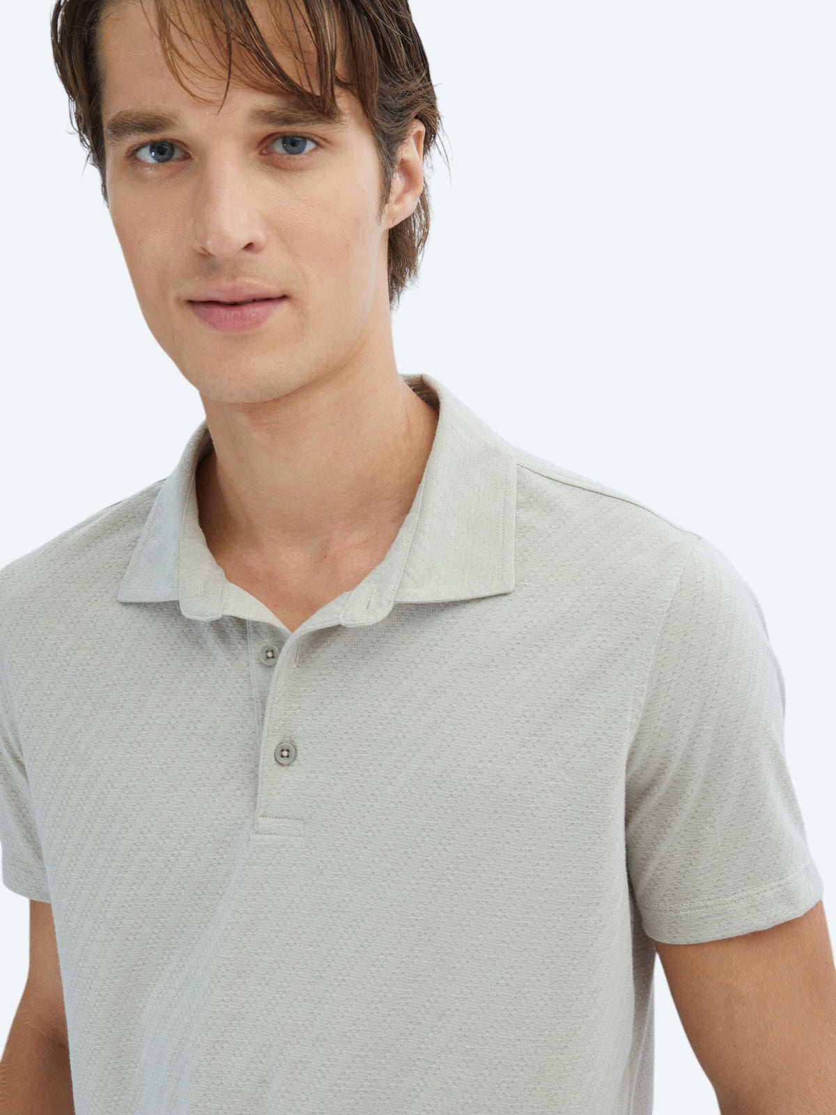 Açık Haki Desenli Polo Yaka T-Shirt