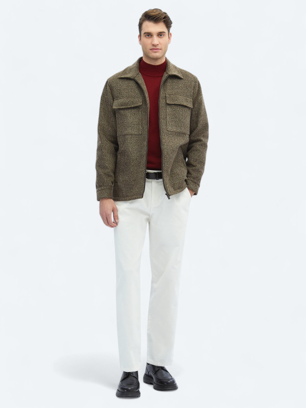 Vizon Regular Fit Gömlek Yaka Casual Dokuma Mont
