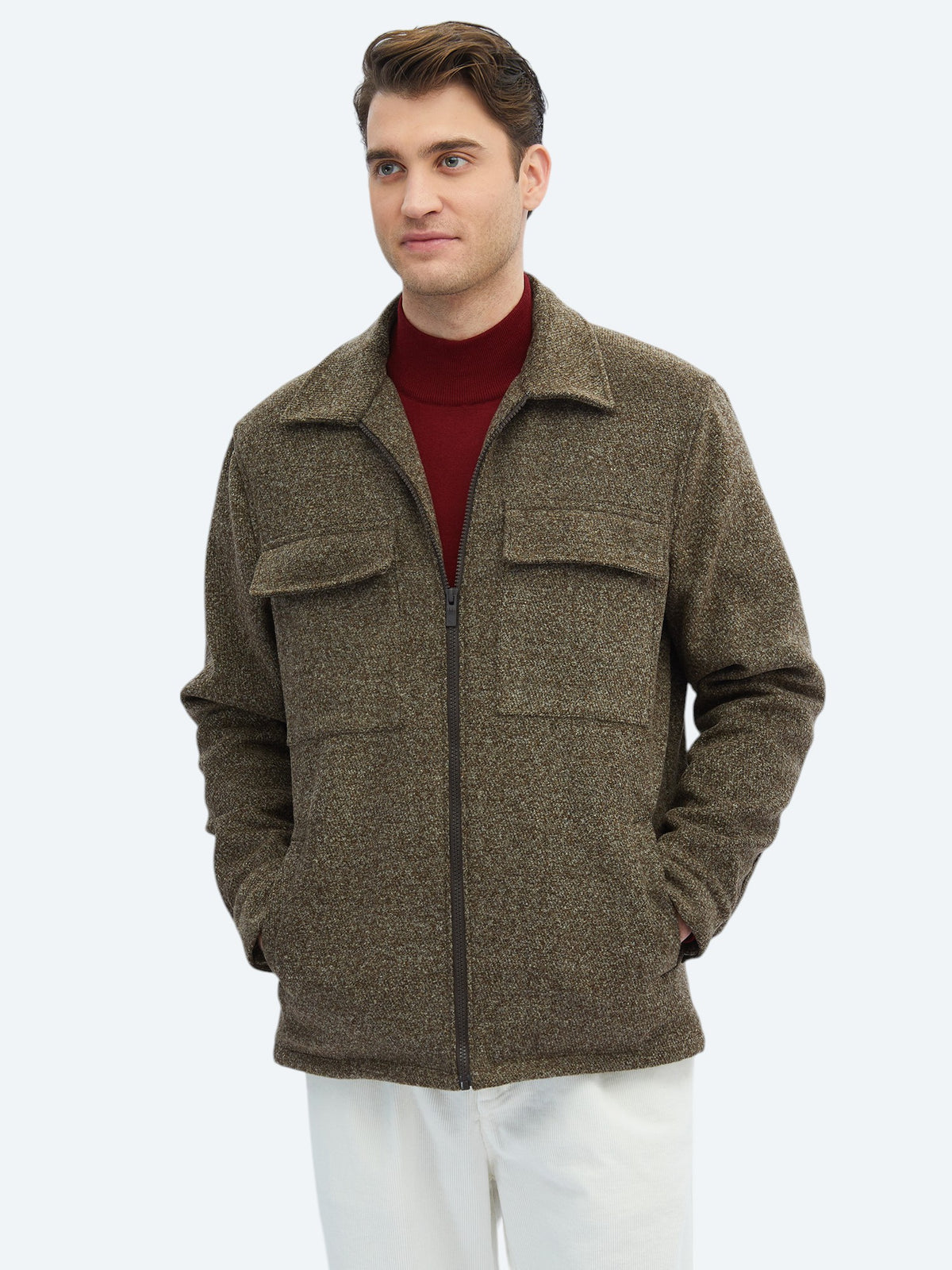 Vizon Regular Fit Gömlek Yaka Casual Dokuma Mont