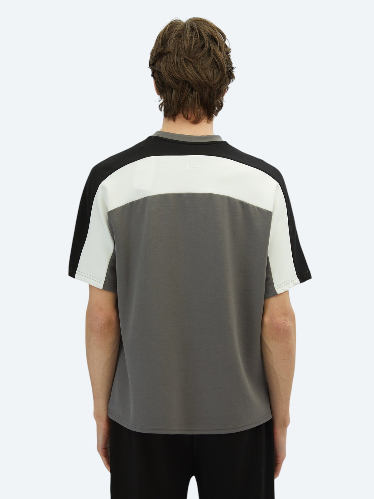 Antrasit Düz Bisiklet Yaka T-Shirt
