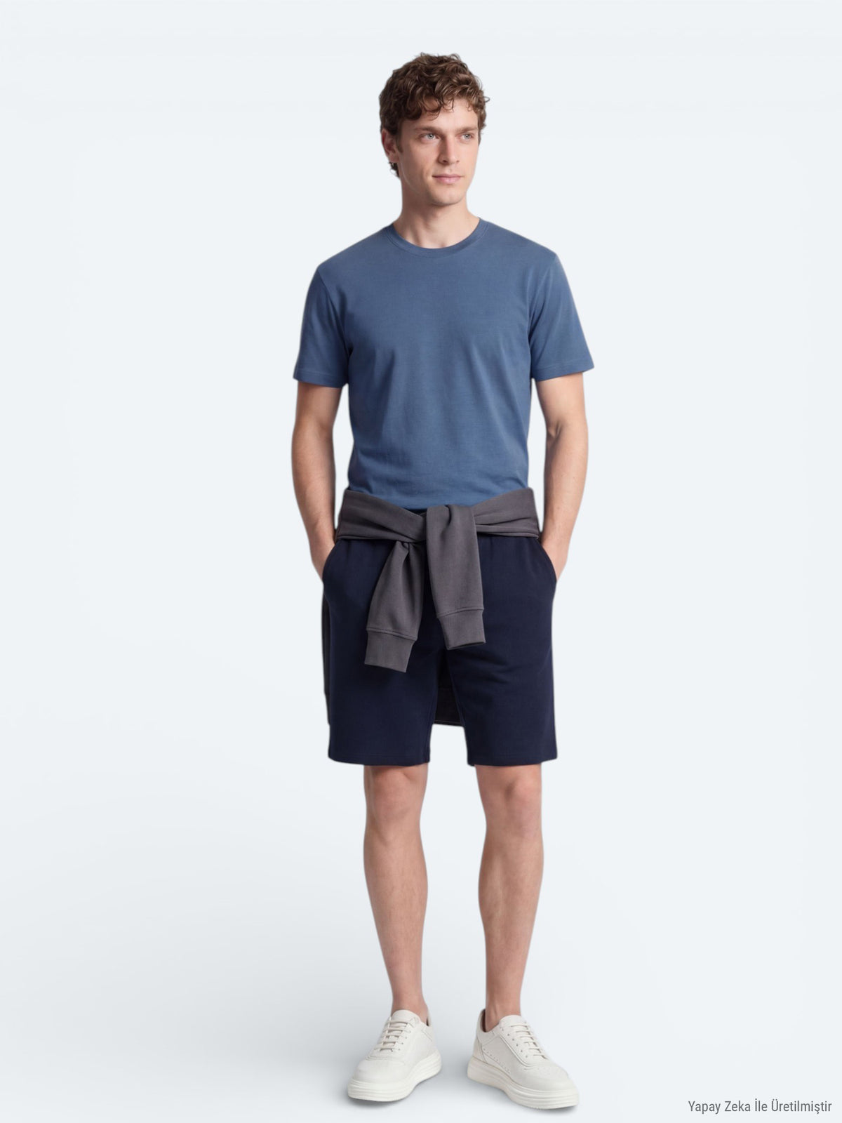 Lacivert Düz Örme Regular Fit Casual Bermuda