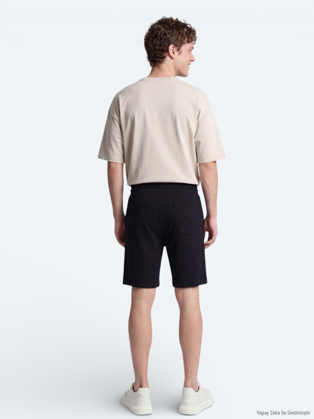 Siyah Düz Örme Regular Fit Casual Bermuda