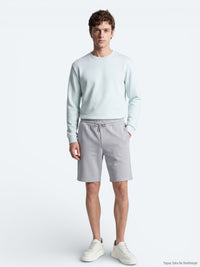Gri Düz Örme Regular Fit Casual Bermuda