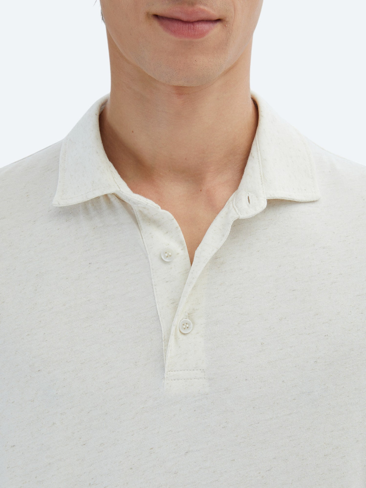 Bej Desenli Polo Yaka Pamuk Karışımlı T-Shirt