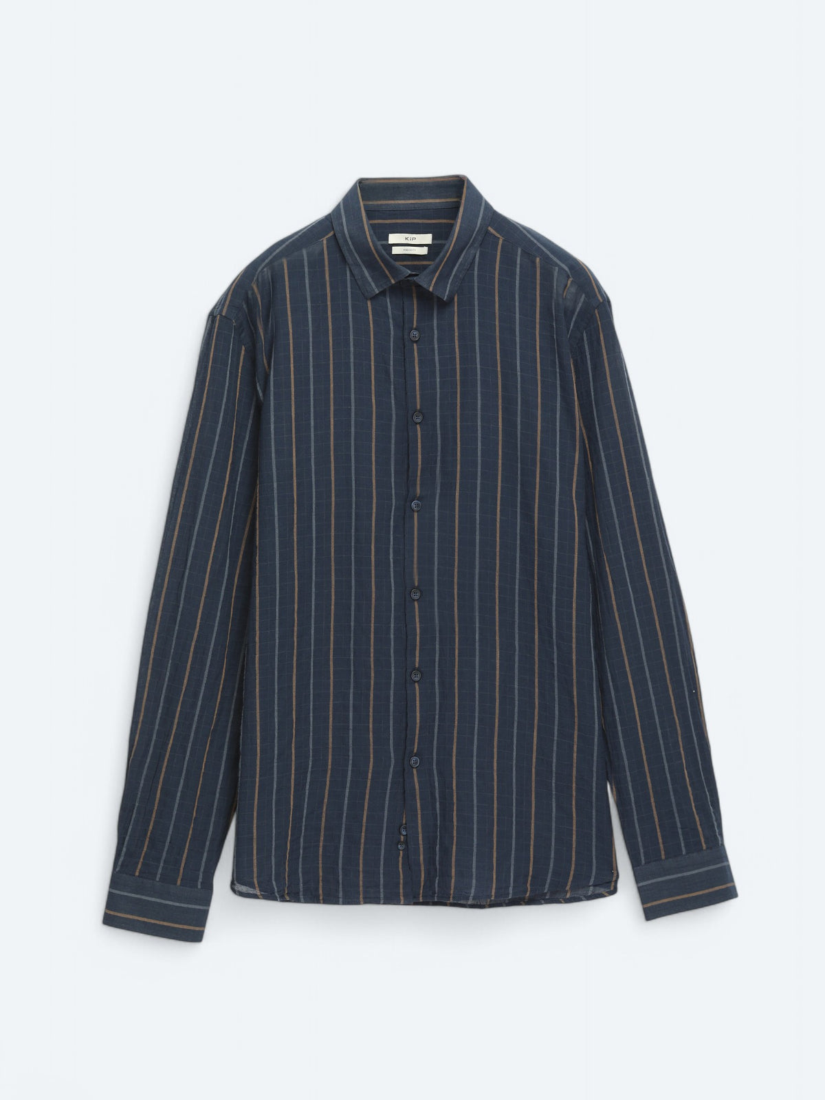 Lacivert Çizgili Regular Fit Uzun Dokuma Casual Pamuk Karışımlı Gömlek