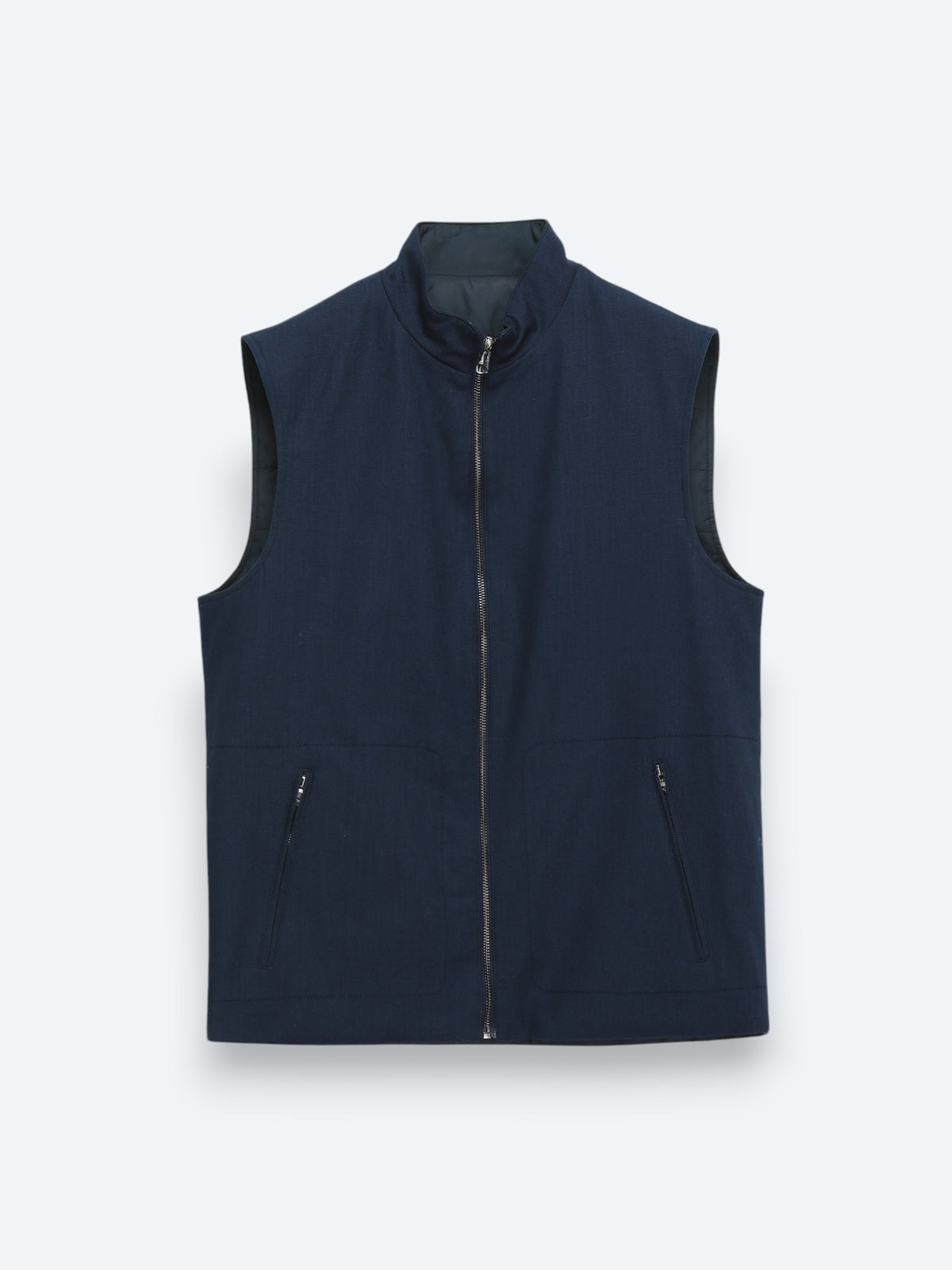 Lacivert Regular Fit Dik Yaka Casual Dokuma Spor Yelek