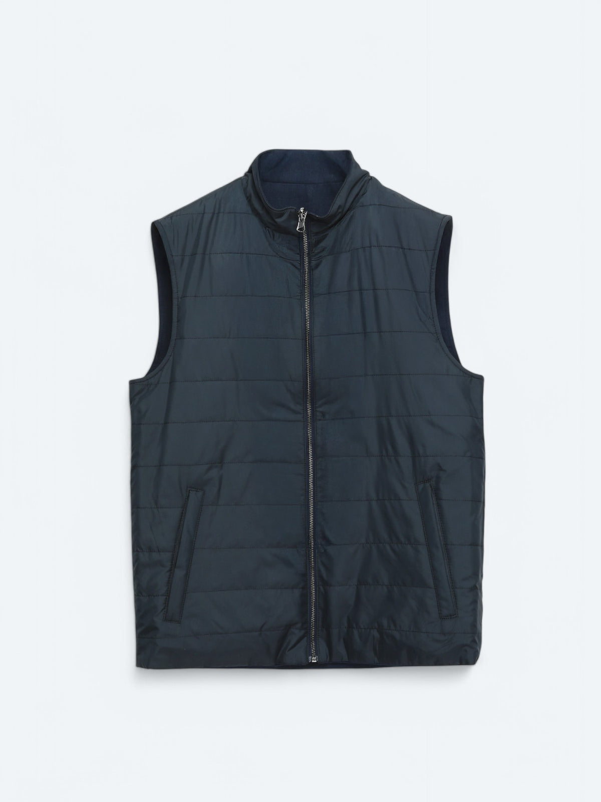 Lacivert Regular Fit Dik Yaka Casual Dokuma Spor Yelek