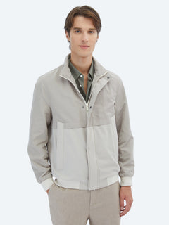 Bej Regular Fit Gizli Kapüşon Casual Dokuma Mont