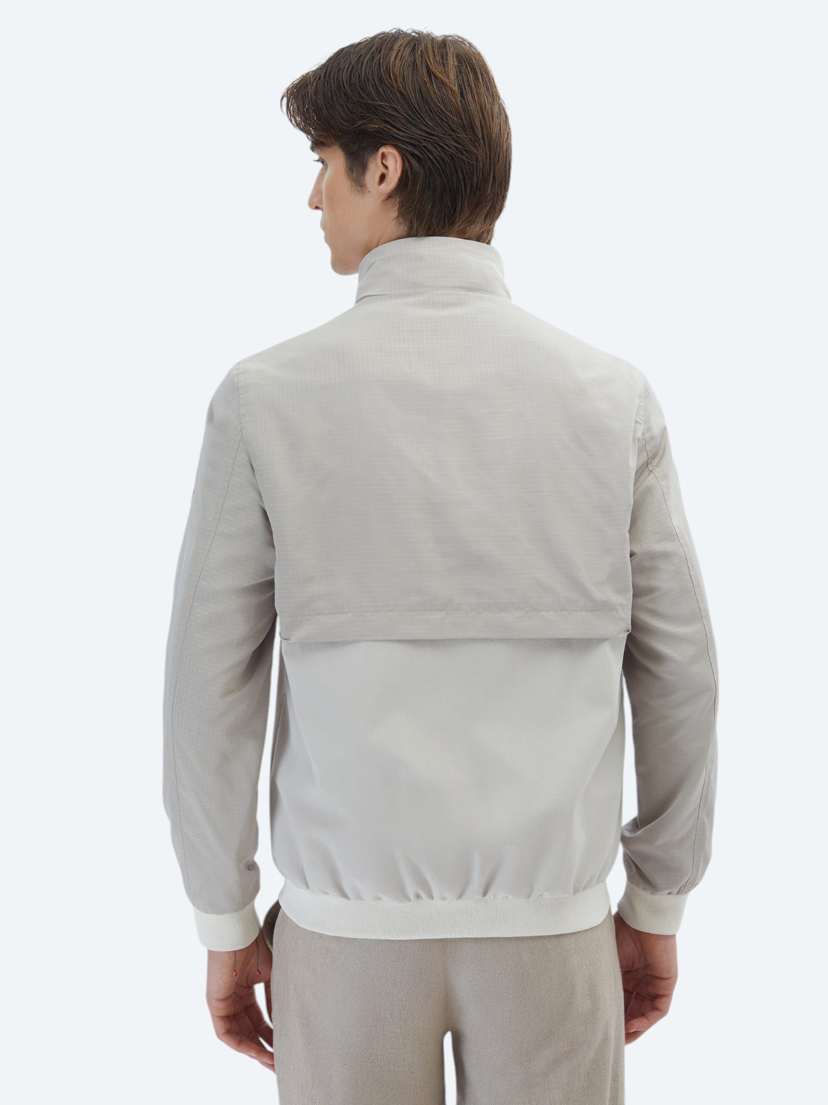 Bej Regular Fit Gizli Kapüşon Casual Dokuma Mont