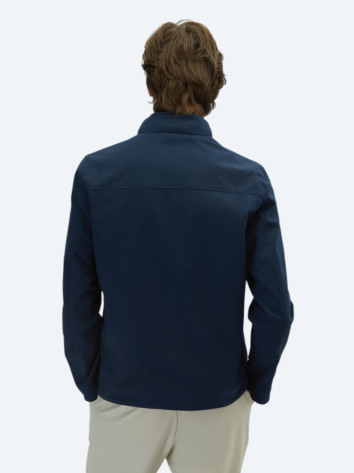 Lacivert Regular Fit Gizli Kapüşon Casual Dokuma Çift Taraflı Mont