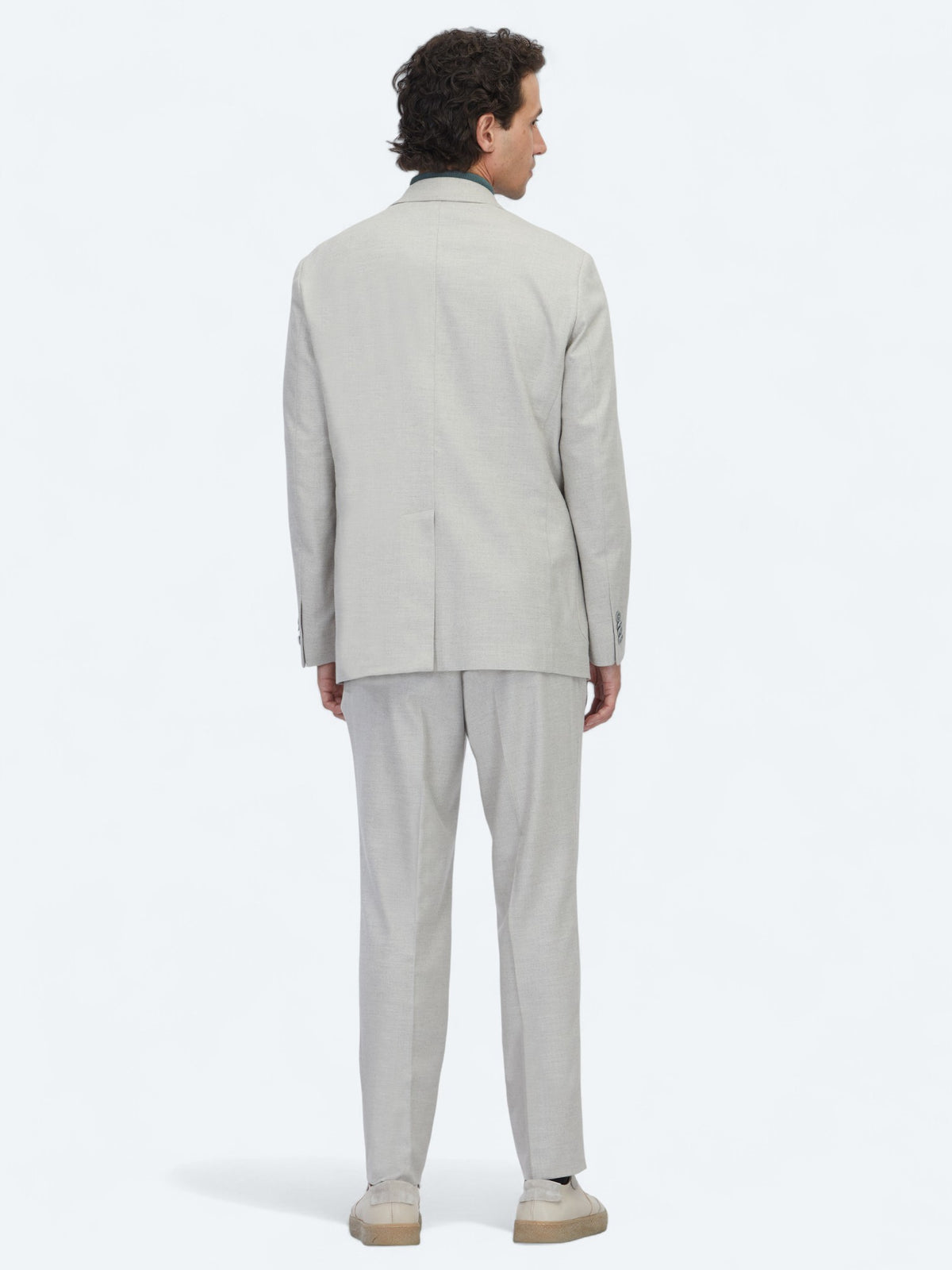 Gri Desenli Comfort Fit Örme Takım Elbise