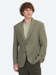 Haki Desenli Modern Fit Pamuk Karışımlı Örme Ceket