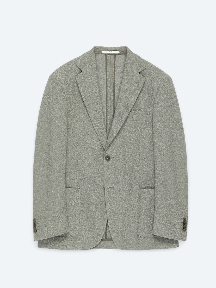 Haki Desenli Modern Fit Pamuk Karışımlı Örme Ceket