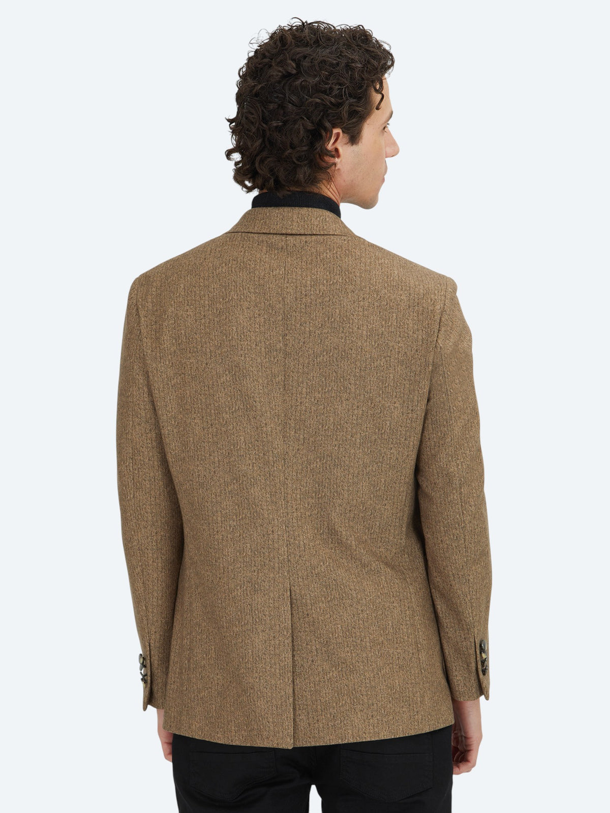 Kahverengi Baskılı Modern Fit Örme Ceket