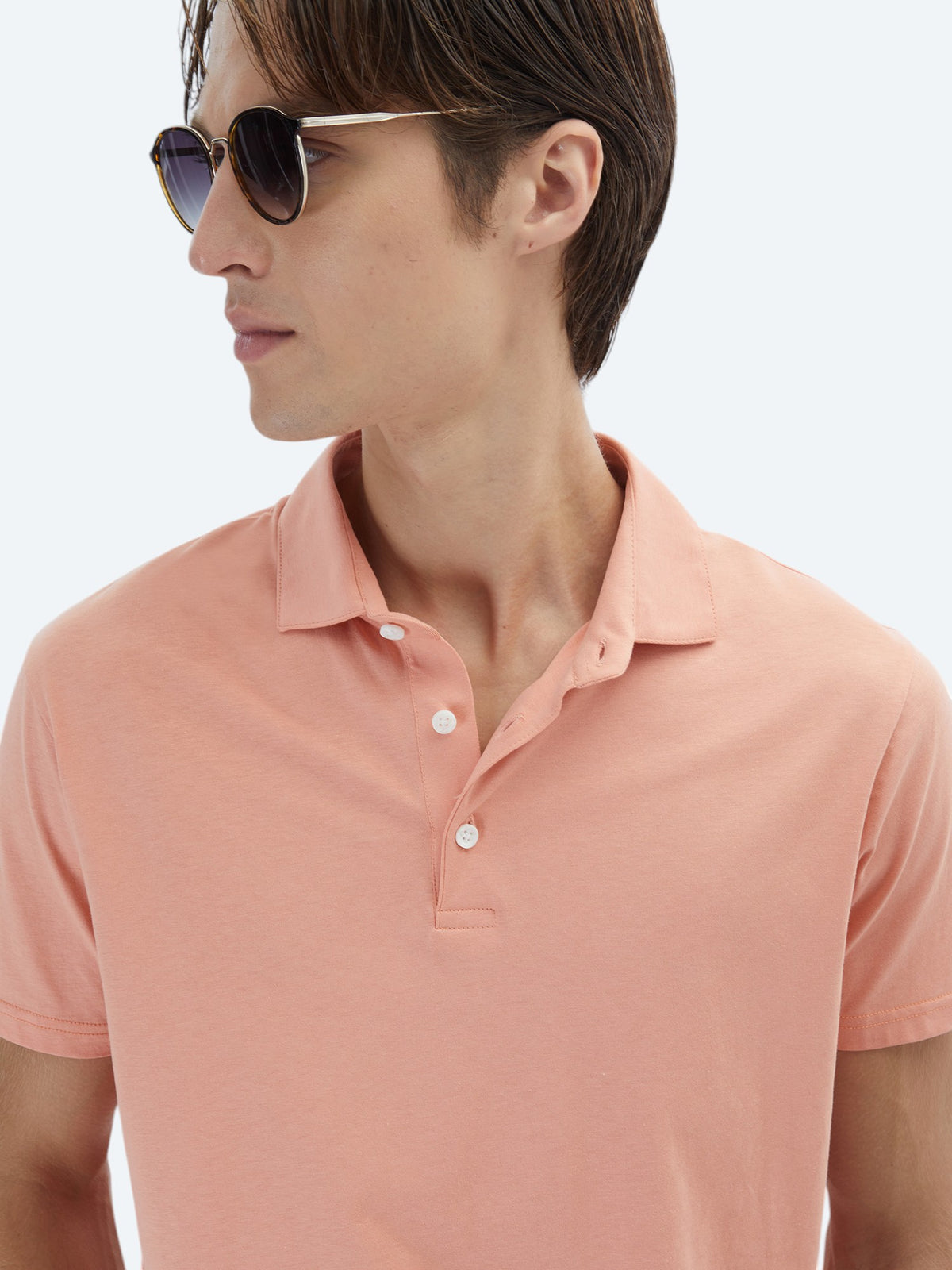 Somon Düz Polo Yaka %100 Pamuk T-Shirt