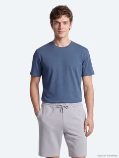İndigo Düz T-Shirt