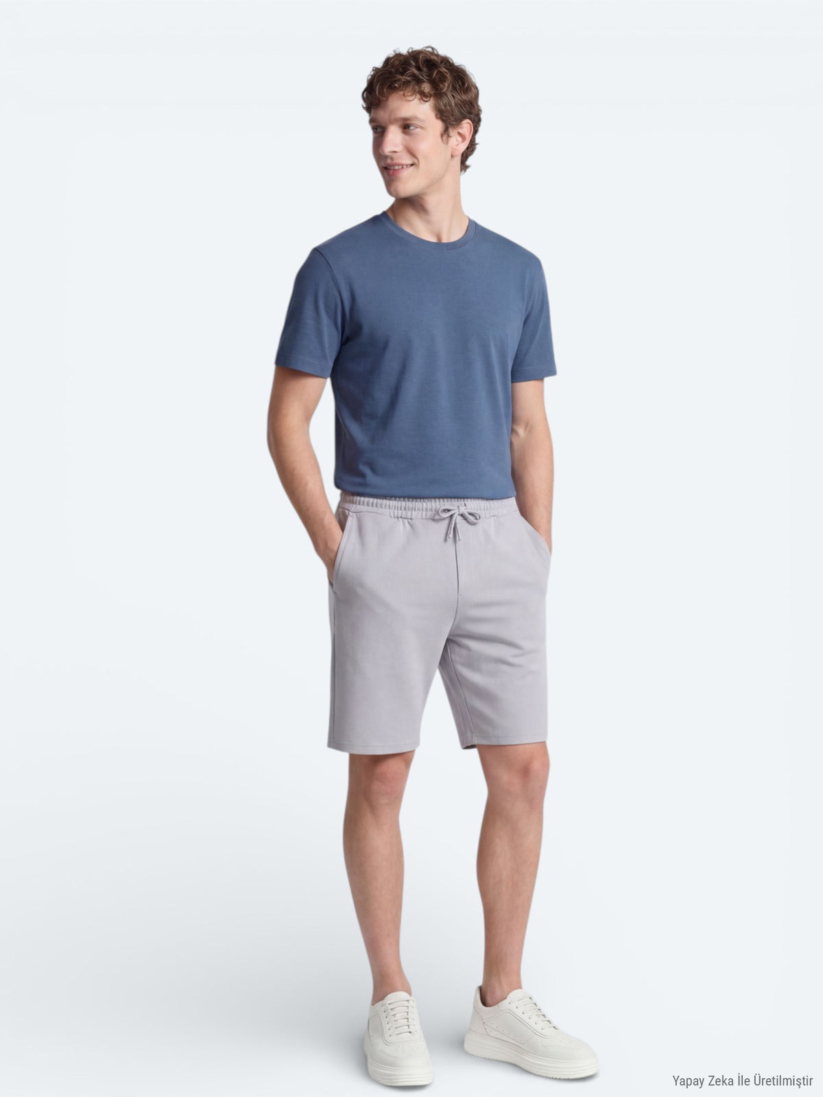 İndigo Düz T-Shirt