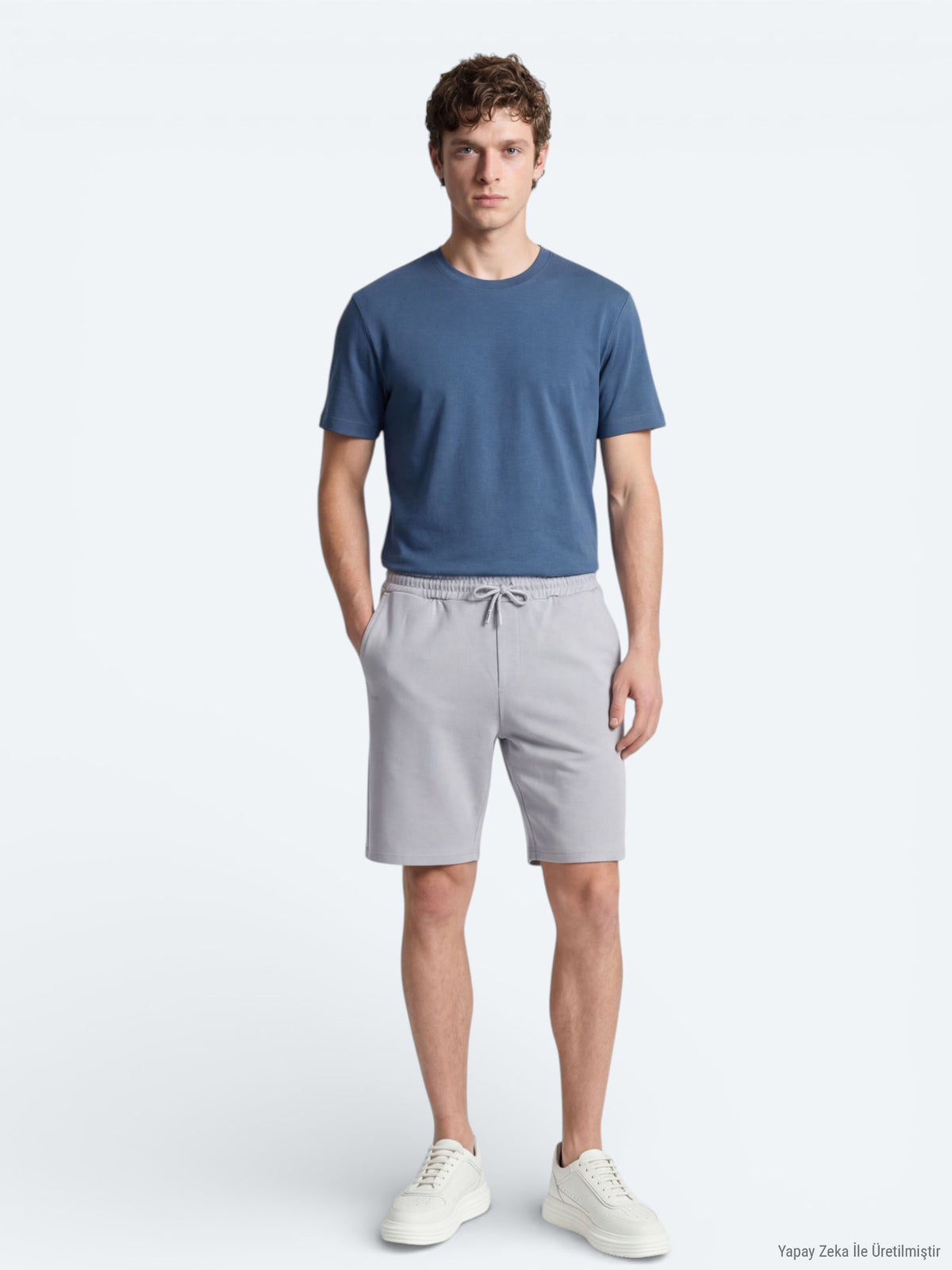 İndigo Düz T-Shirt