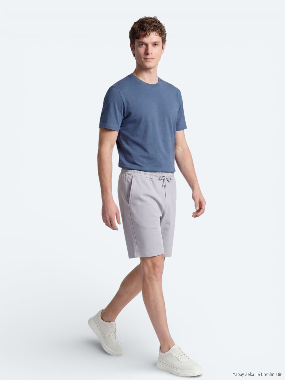 İndigo Düz T-Shirt