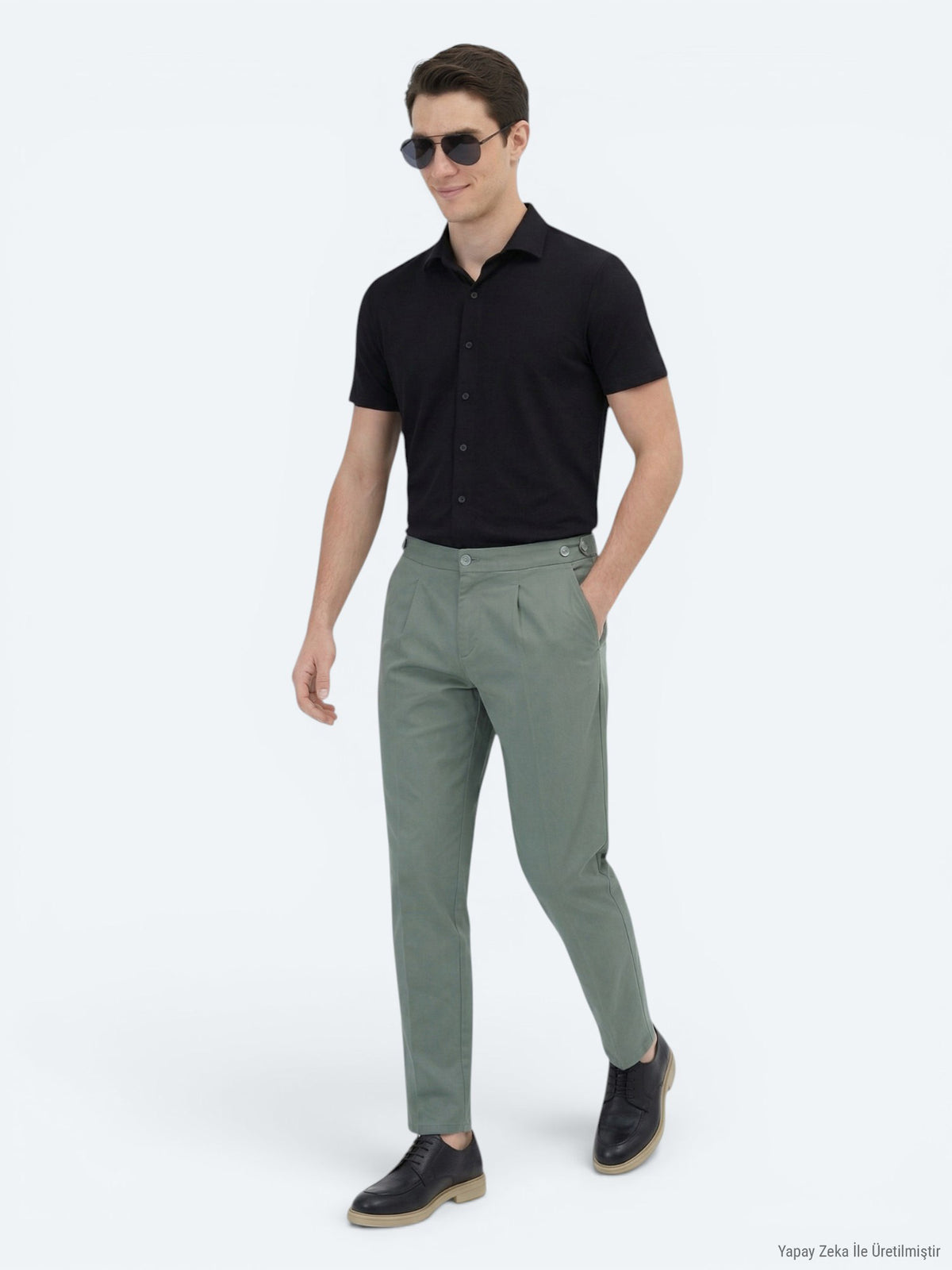 Siyah Düz Regular Fit Kısa Casual Gömlek