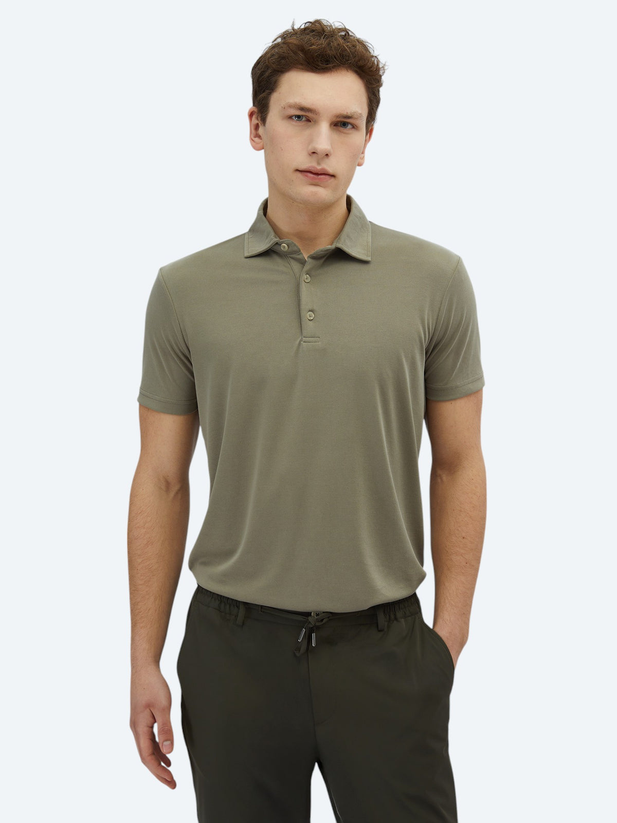 Haki Düz Polo Yaka T-Shirt