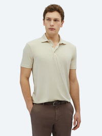 Bej Düz Polo Yaka T-Shirt