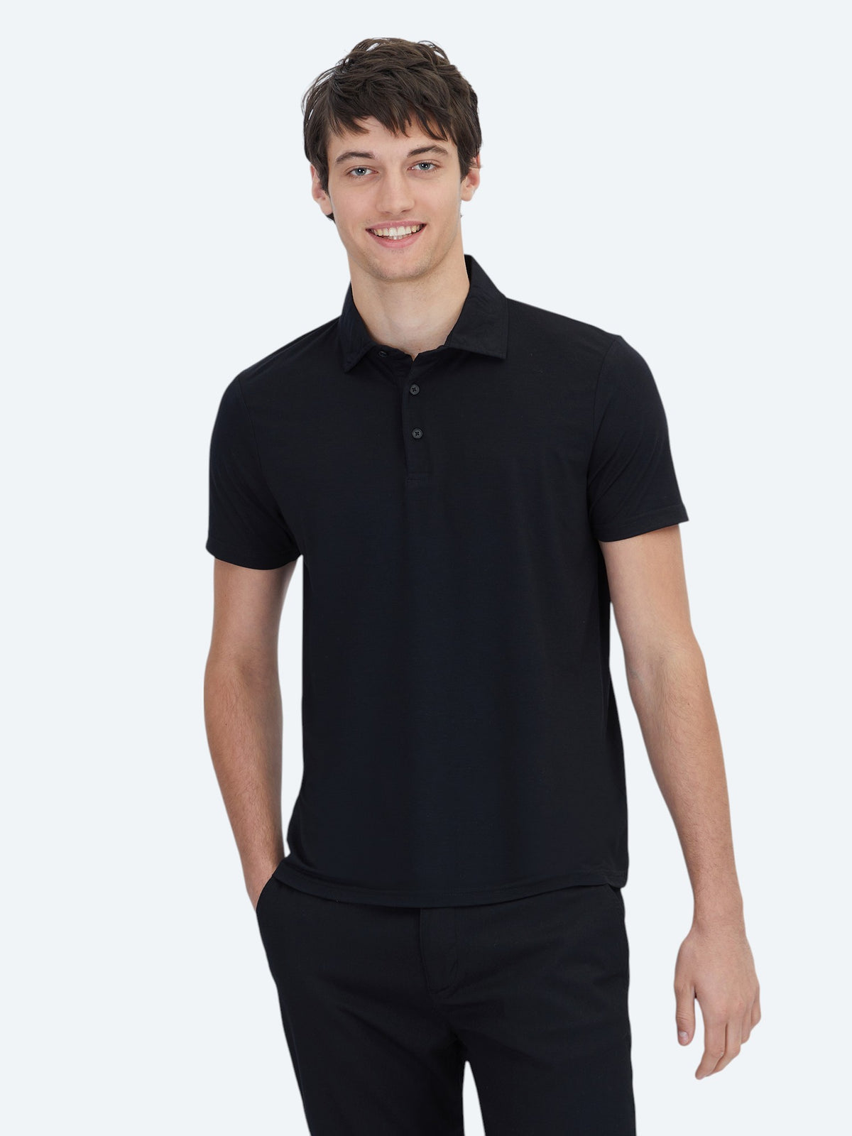 Siyah Düz Polo Yaka T-Shirt