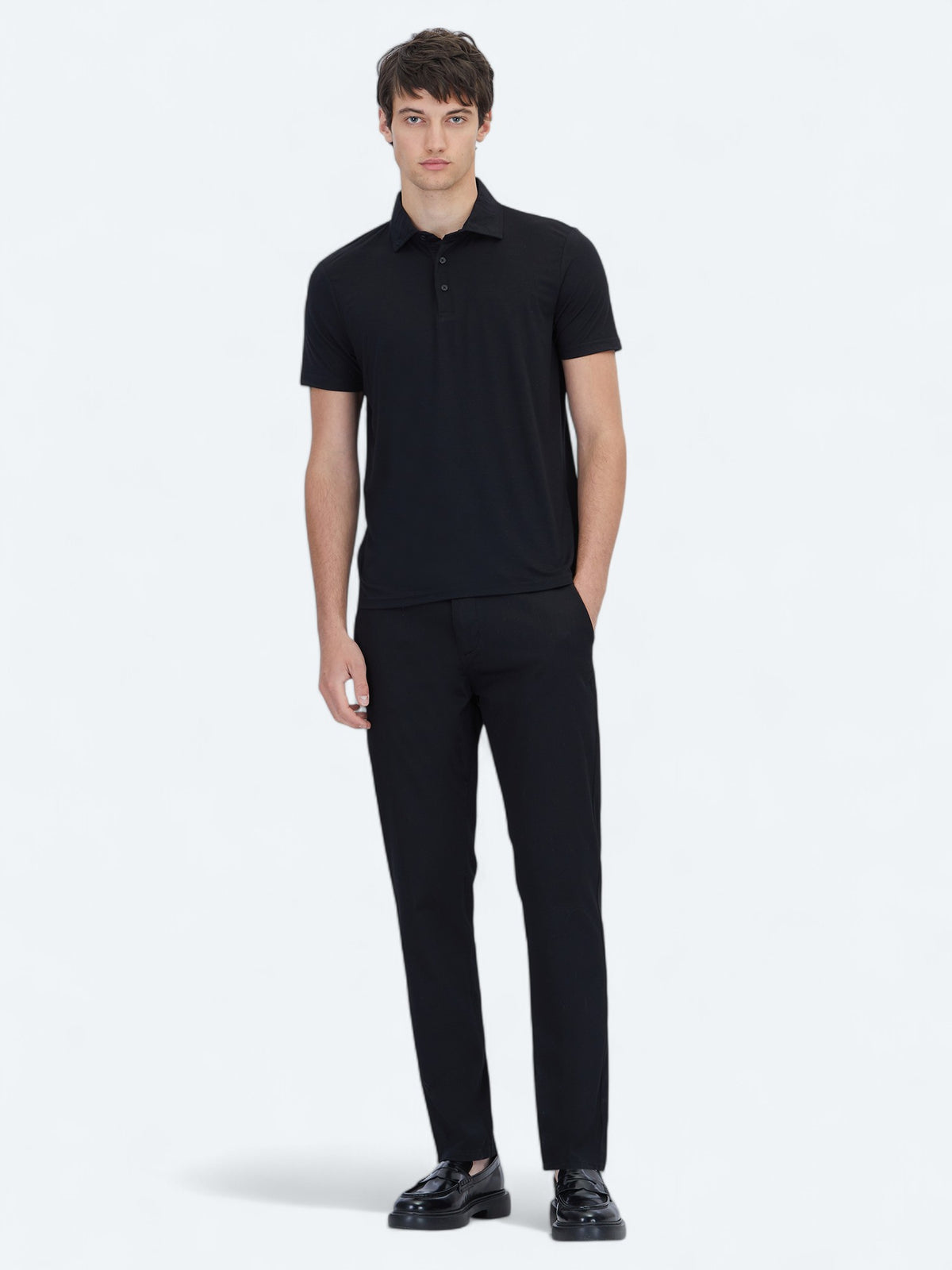 Siyah Düz Polo Yaka T-Shirt
