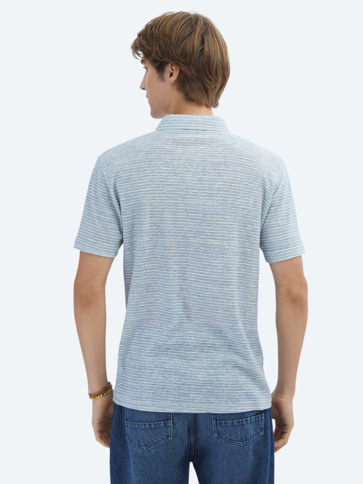 Mavi Baskılı Polo Yaka Pamuk Karışımlı T-Shirt