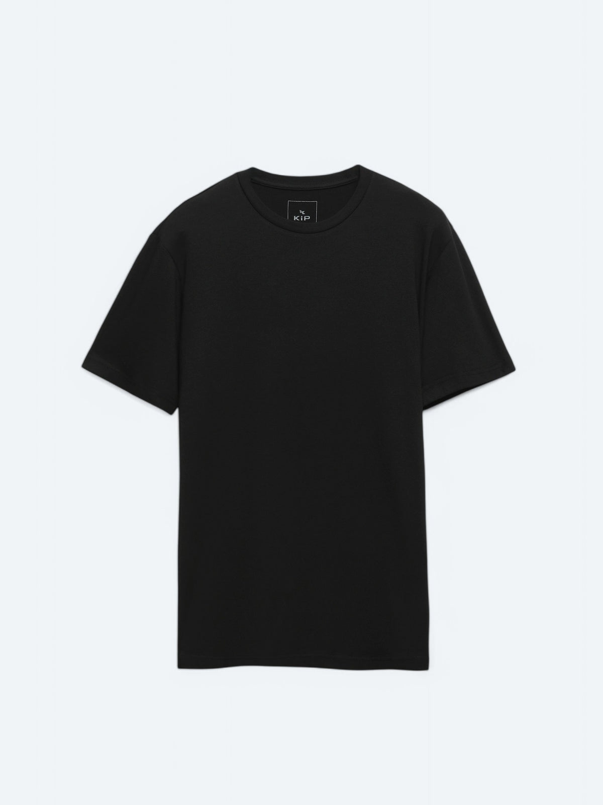 Siyah Bisiklet Yaka Pamuk Karışımlı T-Shirt