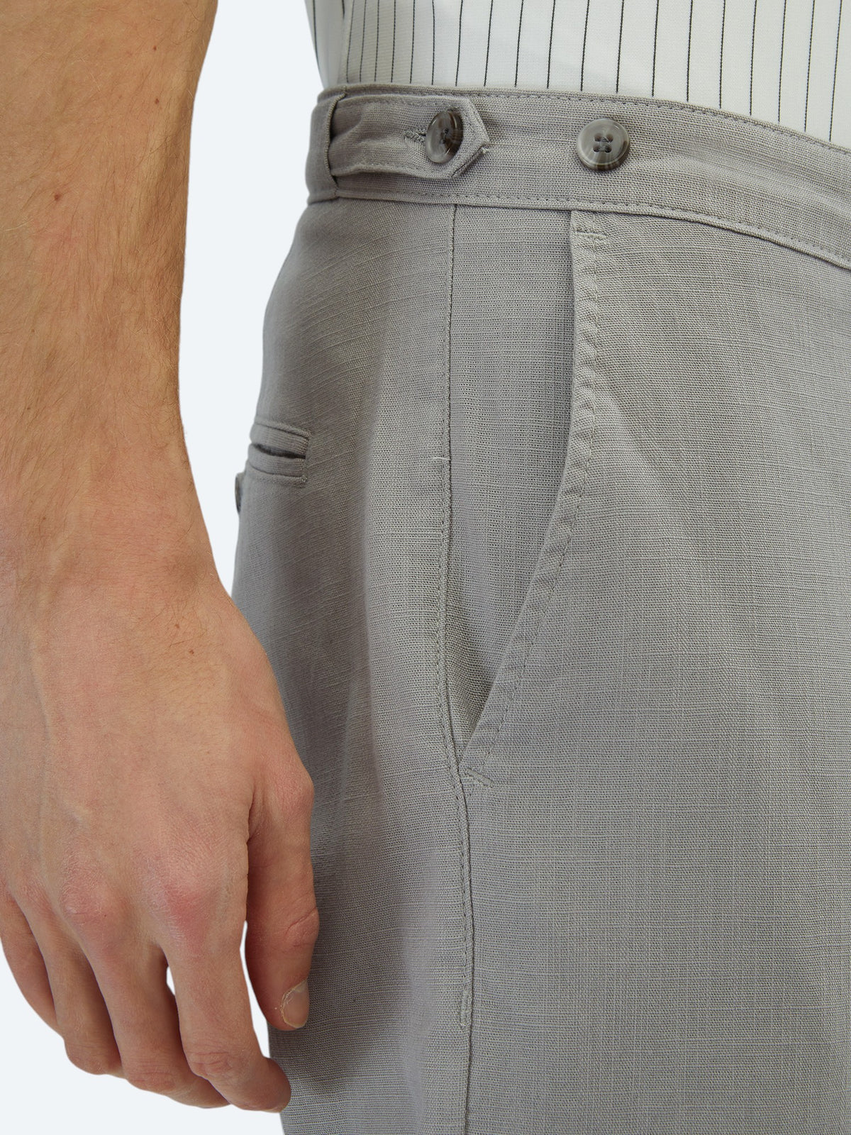 Gri Dokuma Fitted Fit Smart Casual Pamuk Karışımlı Pantolon