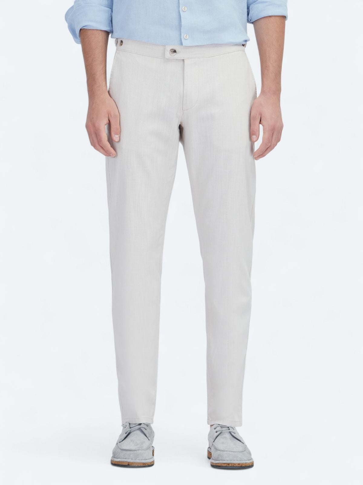 Bej Dokuma Fitted Fit Smart Casual Pamuk Karışımlı Pantolon