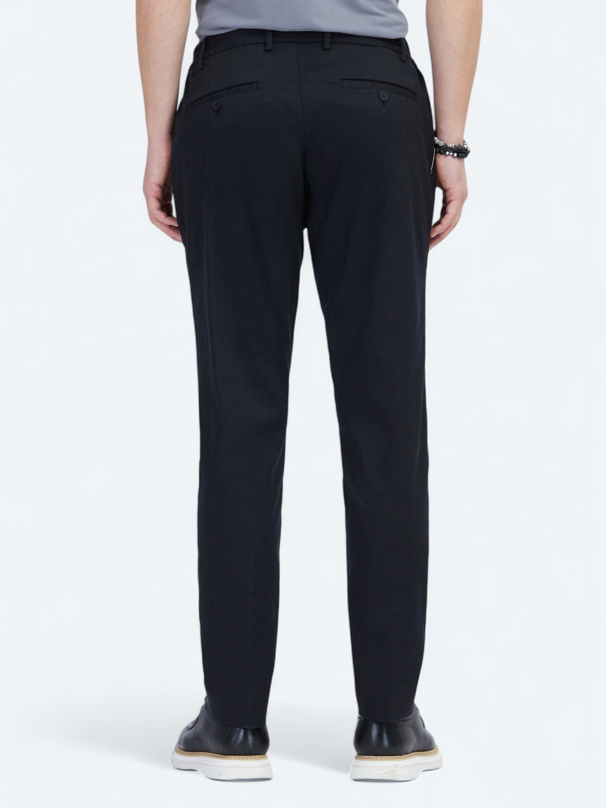 Siyah Dokuma Jogging Fit Casual Pamuk Karışımlı Pantolon