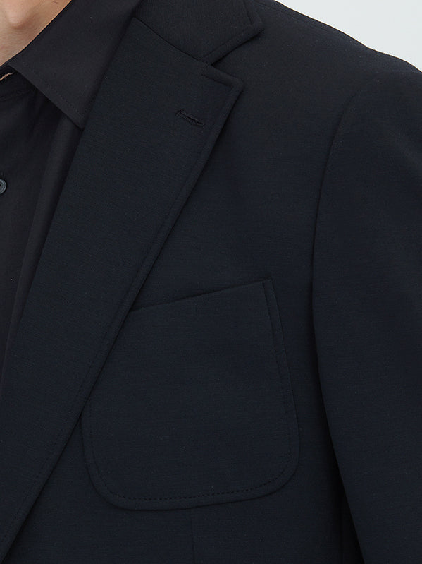 Siyah Düz Modern Fit Örme Takım Elbise