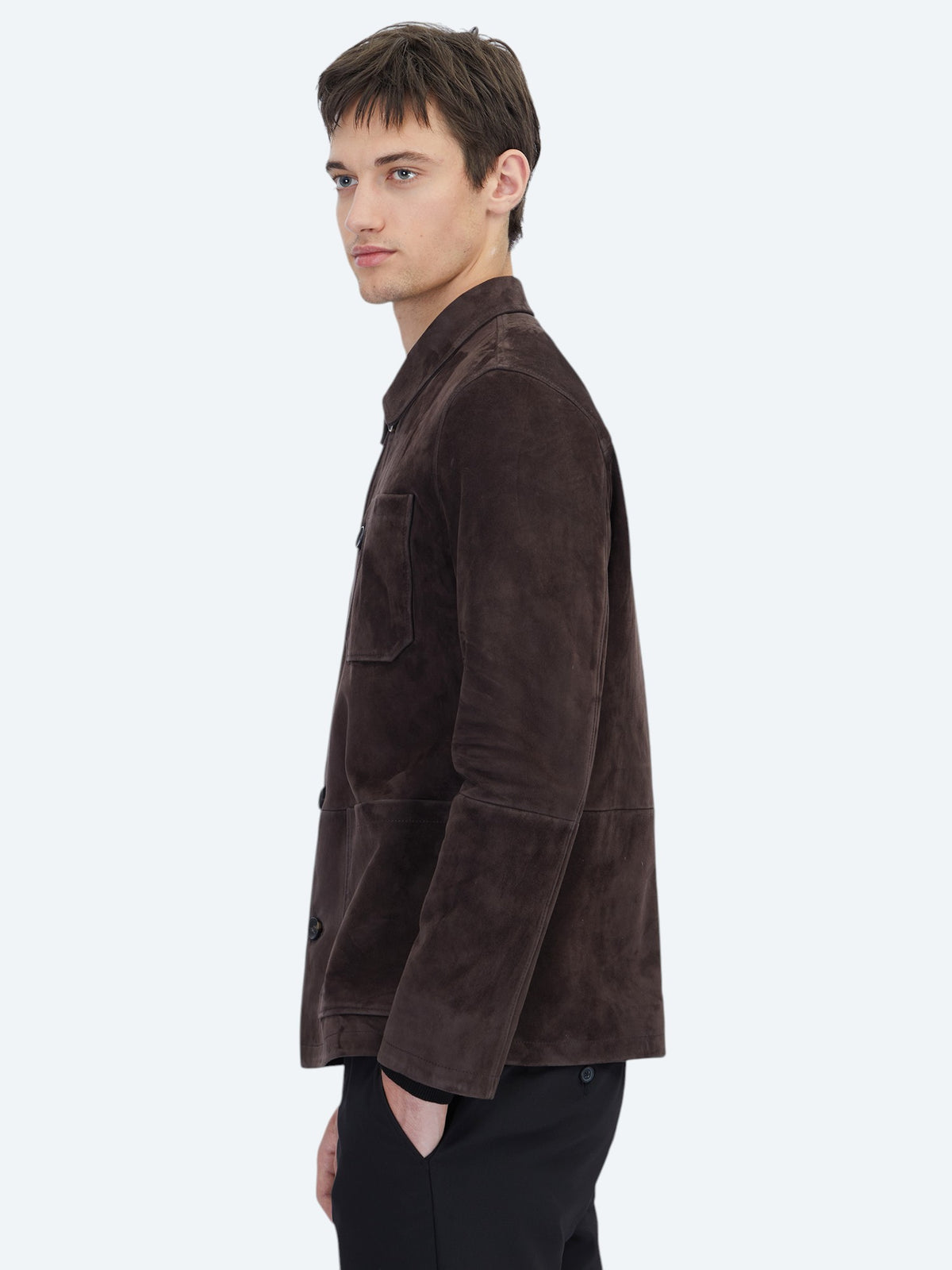Kahverengi Regular Fit Gömlek Yaka Casual Deri Mont