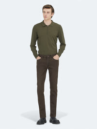 Kahverengi Slim Fit Denim Pamuk Karışımlı Pantolon