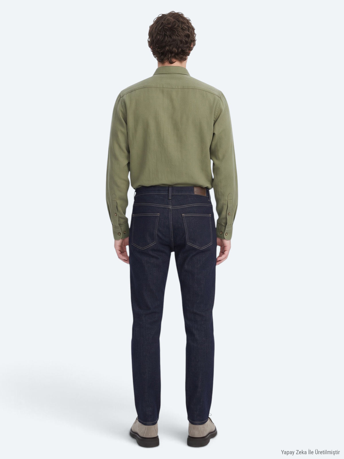 Lacivert Düz Slim Fit Denim Pamuk Karışımlı Pantolon