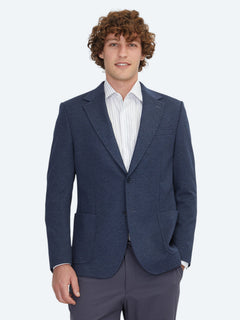 Mavi Çizgili Modern Fit Örme Ceket