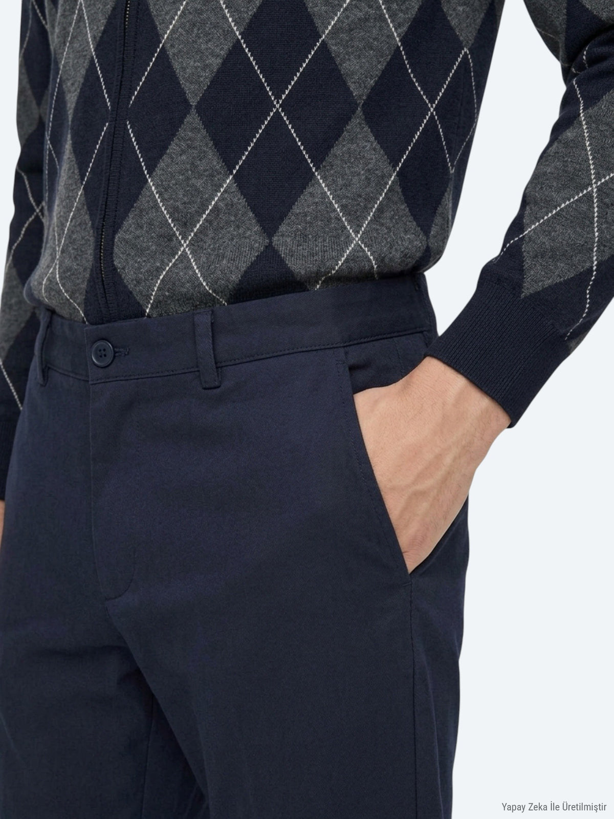 Lacivert Düz Dokuma Jogging Fit Casual Pamuk Karışımlı Pantolon