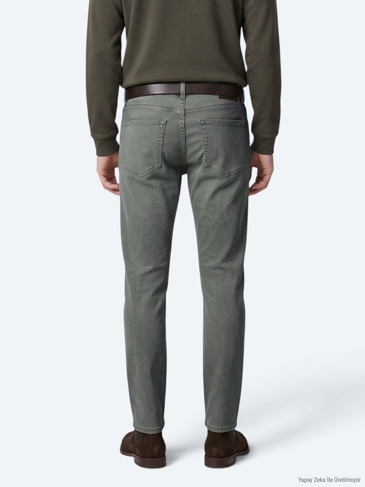 Haki Dokuma Regular Fit Casual Pamuk Karışımlı Pantolon