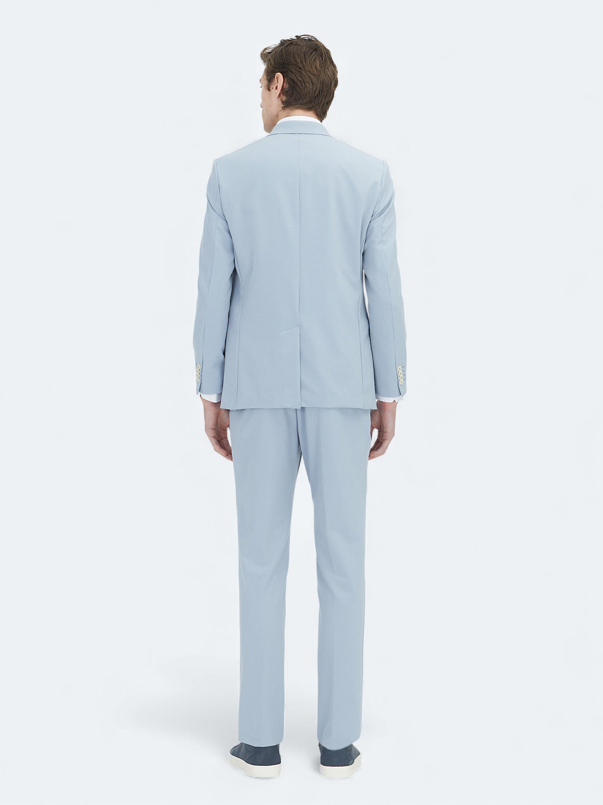 Mavi Düz Slim Fit Takım Elbise