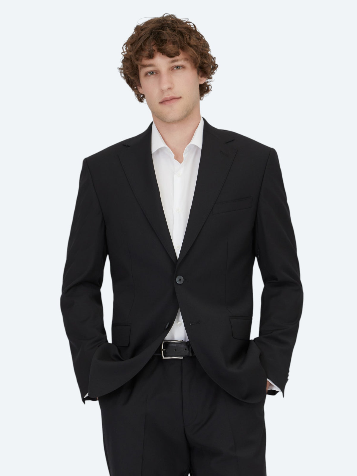 Siyah Desenli Modern Fit Yün Karışımlı Takım Elbise
