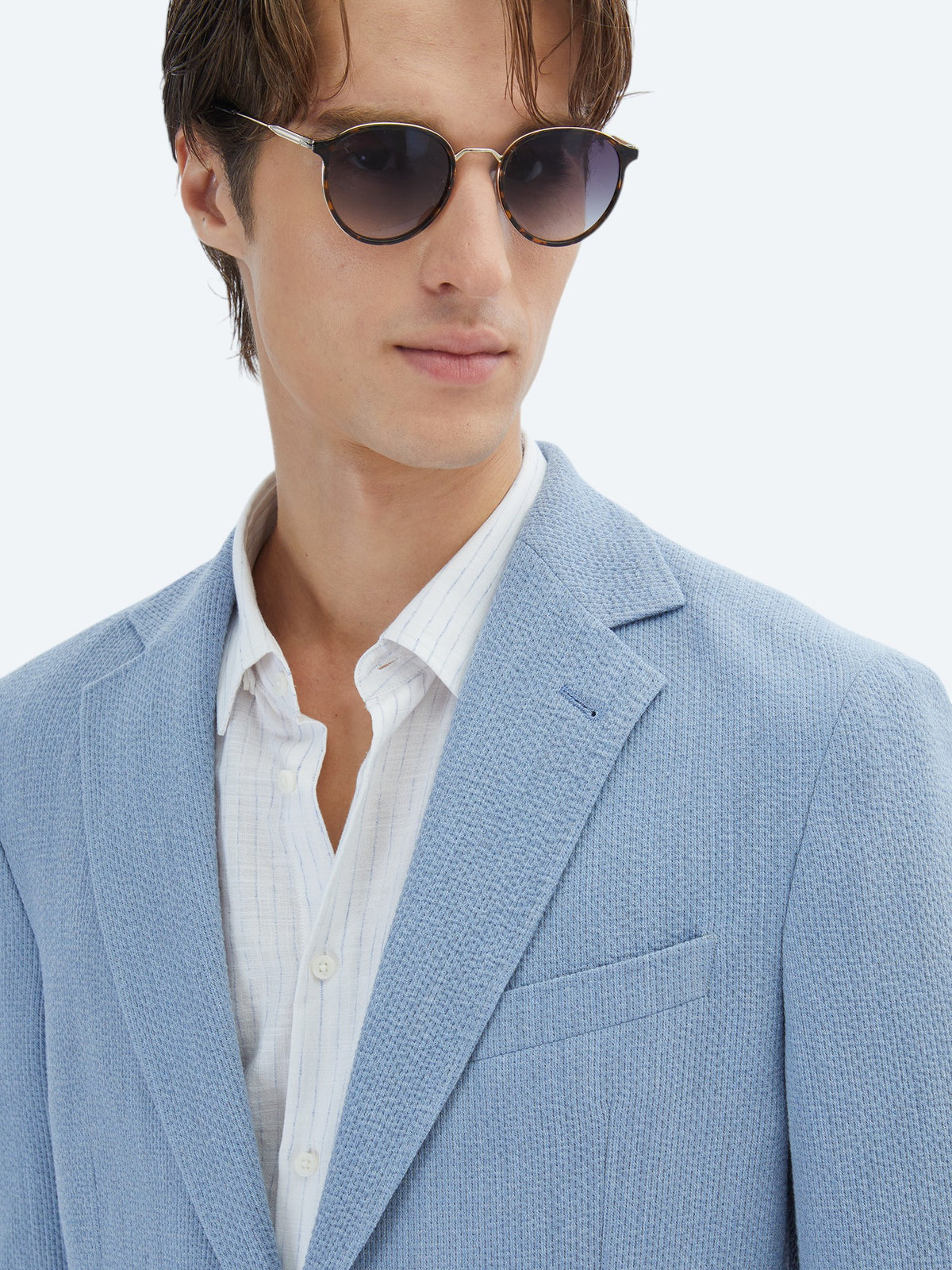 Mavi Desenli Modern Fit Ceket