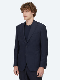 Açık Lacivert Düz Modern Fit Yün Karışımlı Ceket