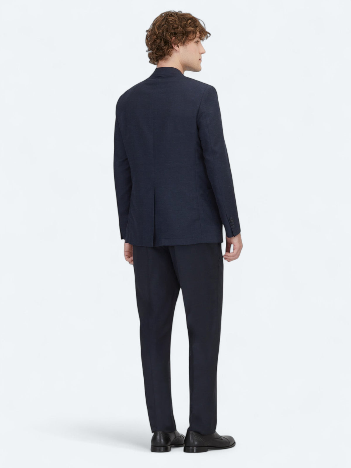 Açık Lacivert Düz Modern Fit Yün Karışımlı Ceket