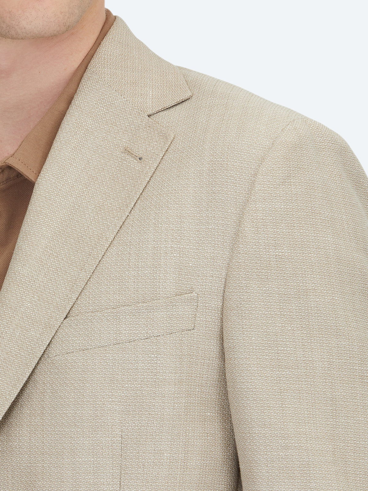 Açık Bej Düz Modern Fit Yün Karışımlı Ceket