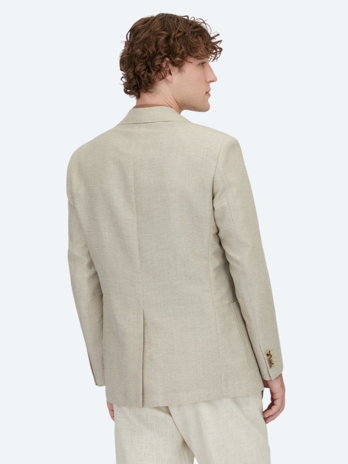 Açık Bej Düz Modern Fit Yün Karışımlı Ceket